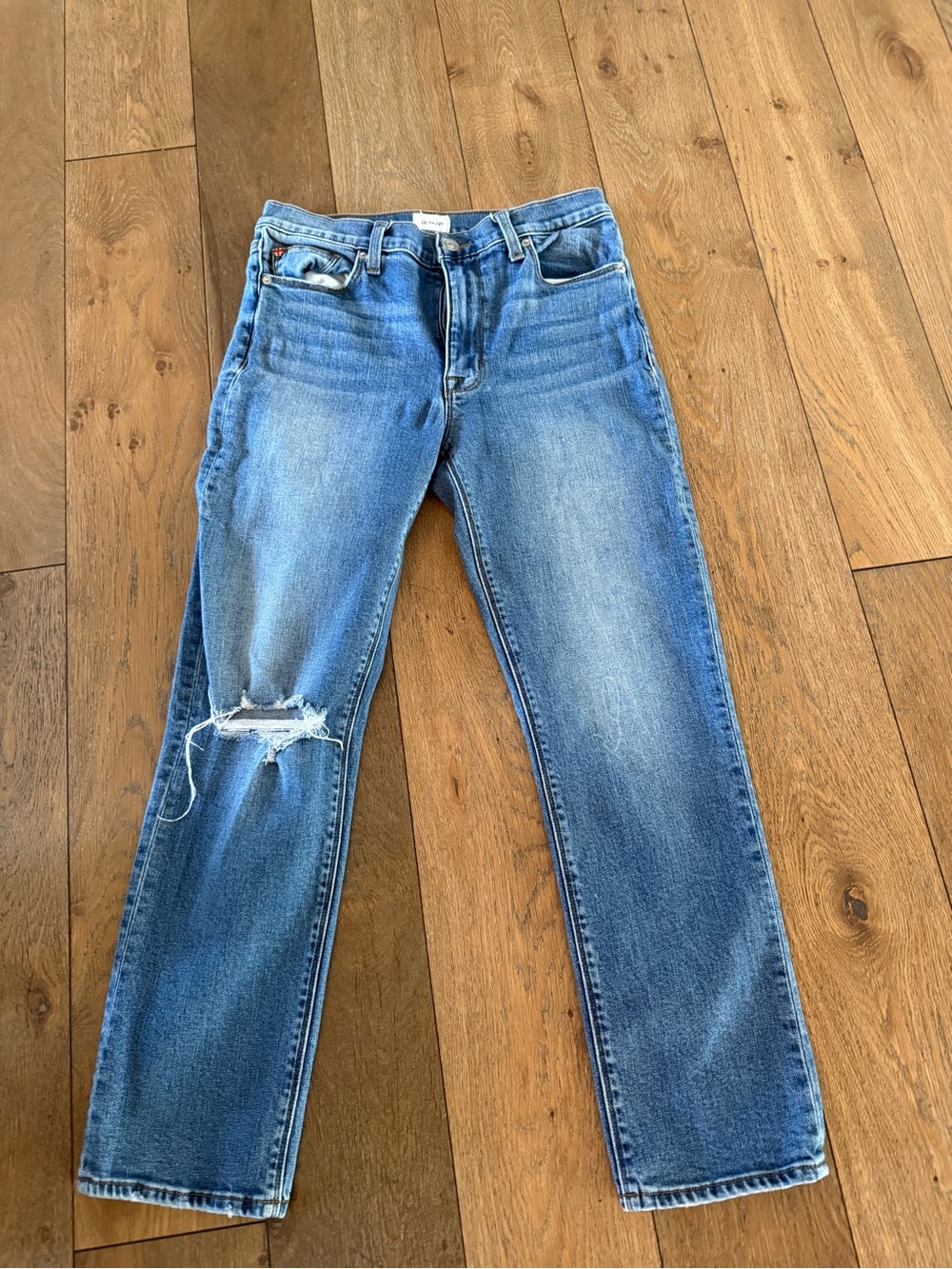 Hudson Jeans Light Blue Distressed Straight Leg Jeans